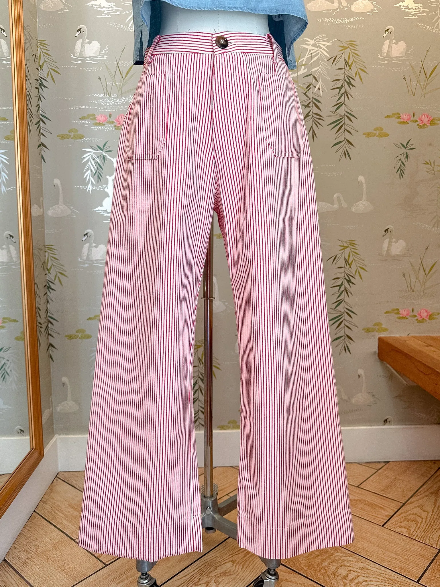Red Pinstripe Pant stretchy material