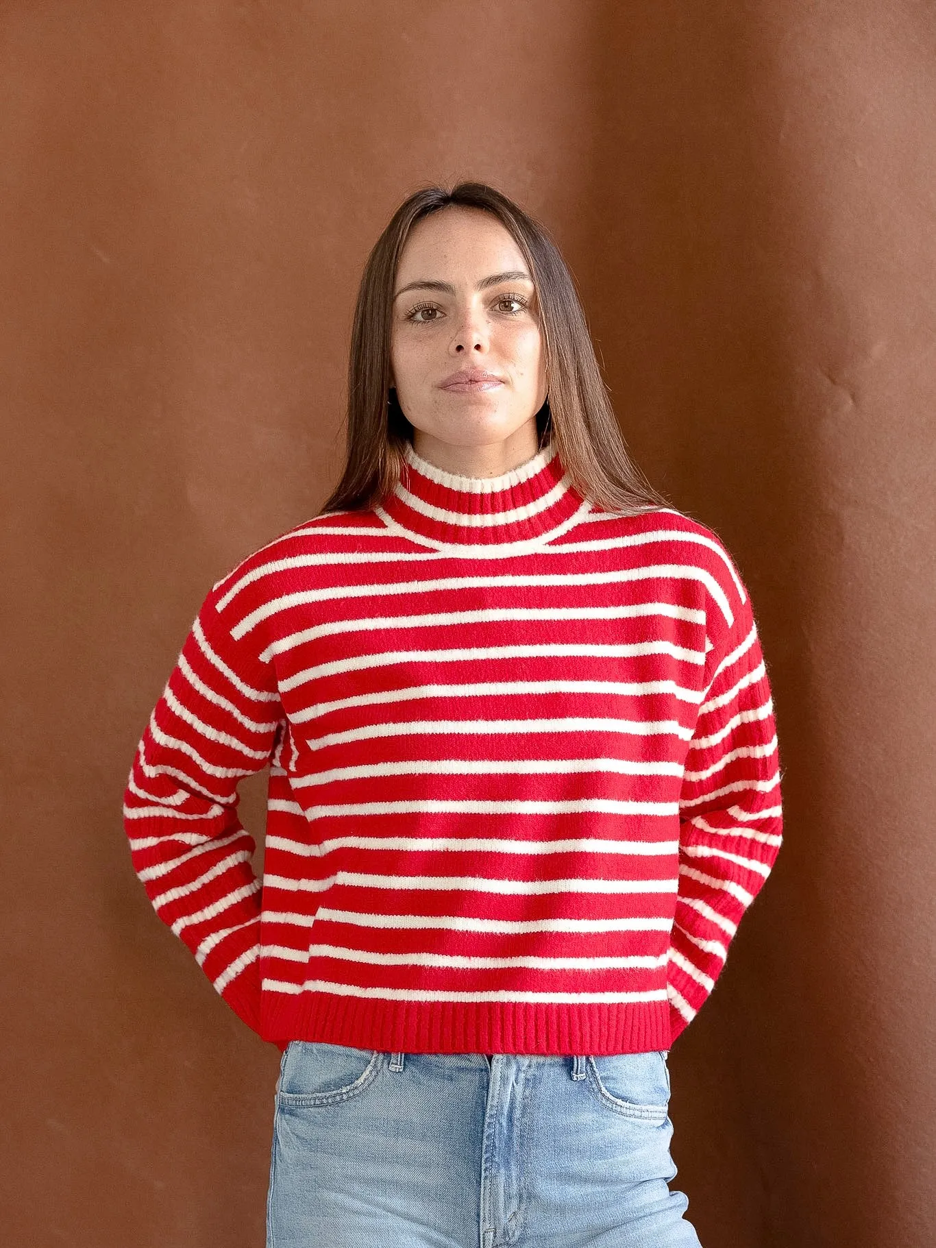 Red Striped Pullover Urban Look