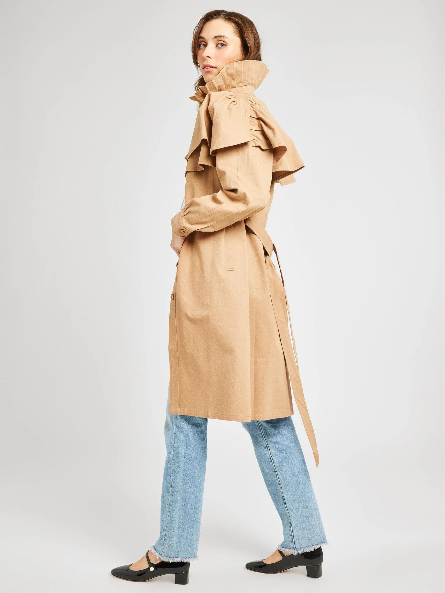 Renata Trench in Almond safe hush