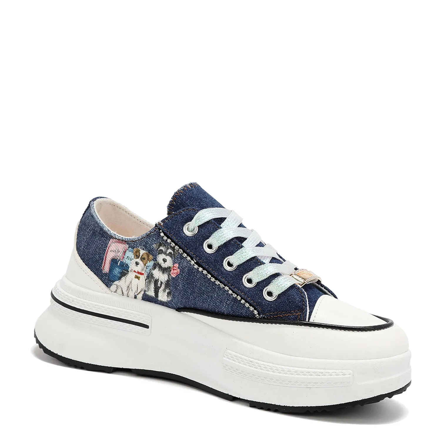 RHINESTONE PLATFORM SNEAKERS breathable wear