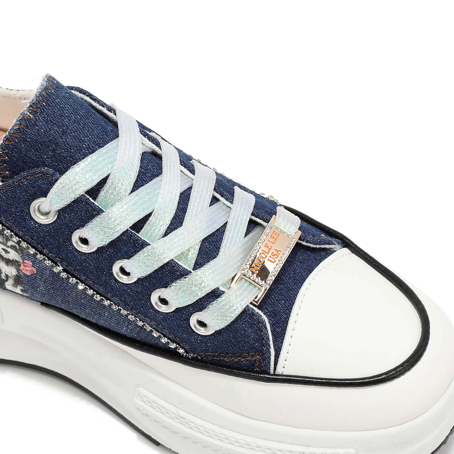 RHINESTONE PLATFORM SNEAKERS flex motion