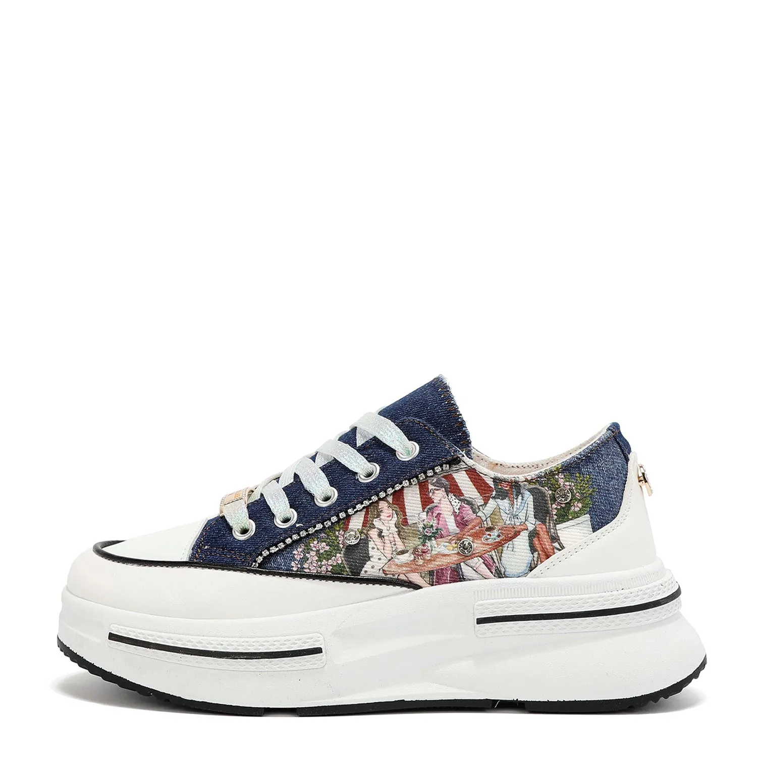 RHINESTONE PLATFORM SNEAKERS steady wear