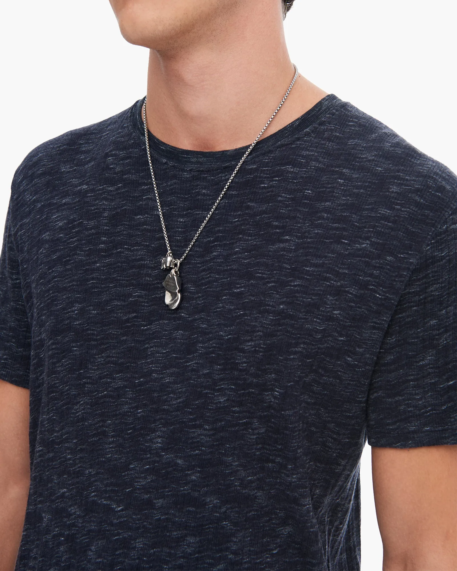Rib Short Sleeve Destroyed Tee - Dark Navy minimal mood