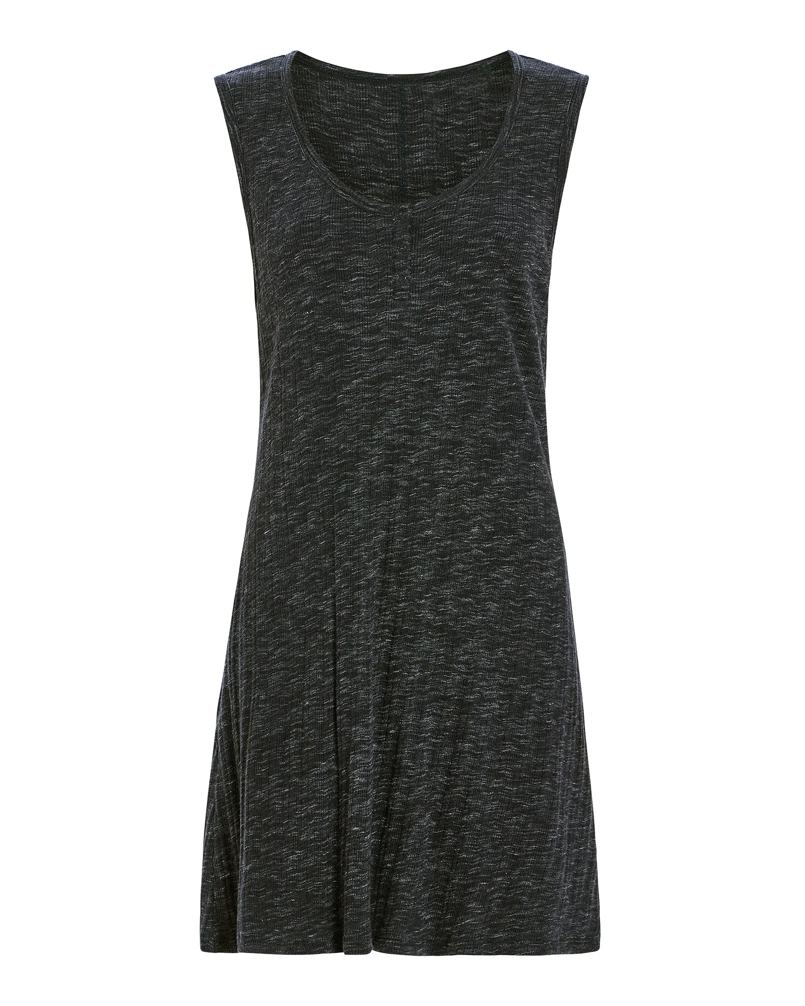 Rib Sleeveless Sweetheart Henley Dress - Dark Navy trendy wear
