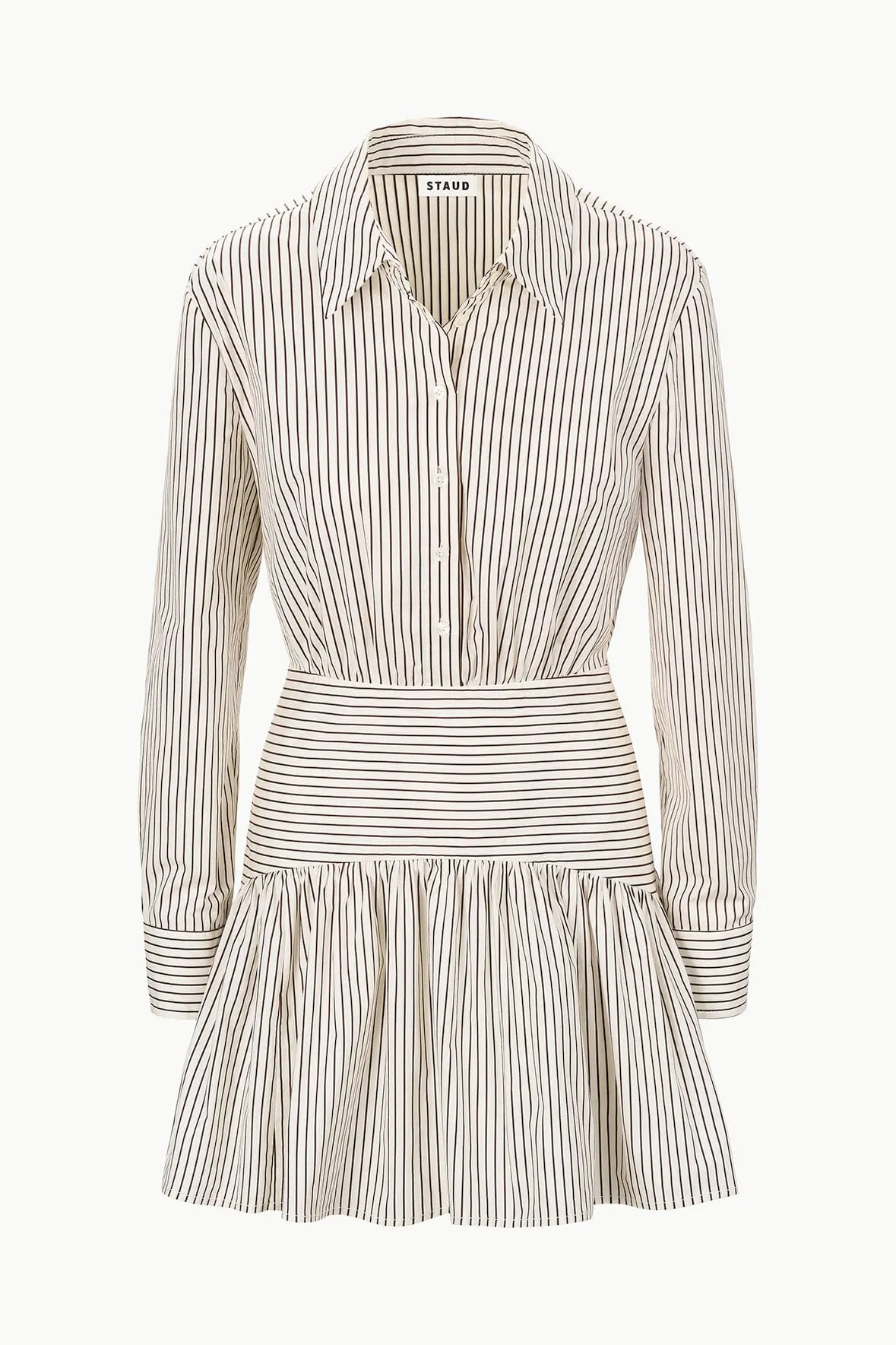 ROCCO MINI DRESS | IVORY DARK OAK MICRO STRIPE youthful vibe