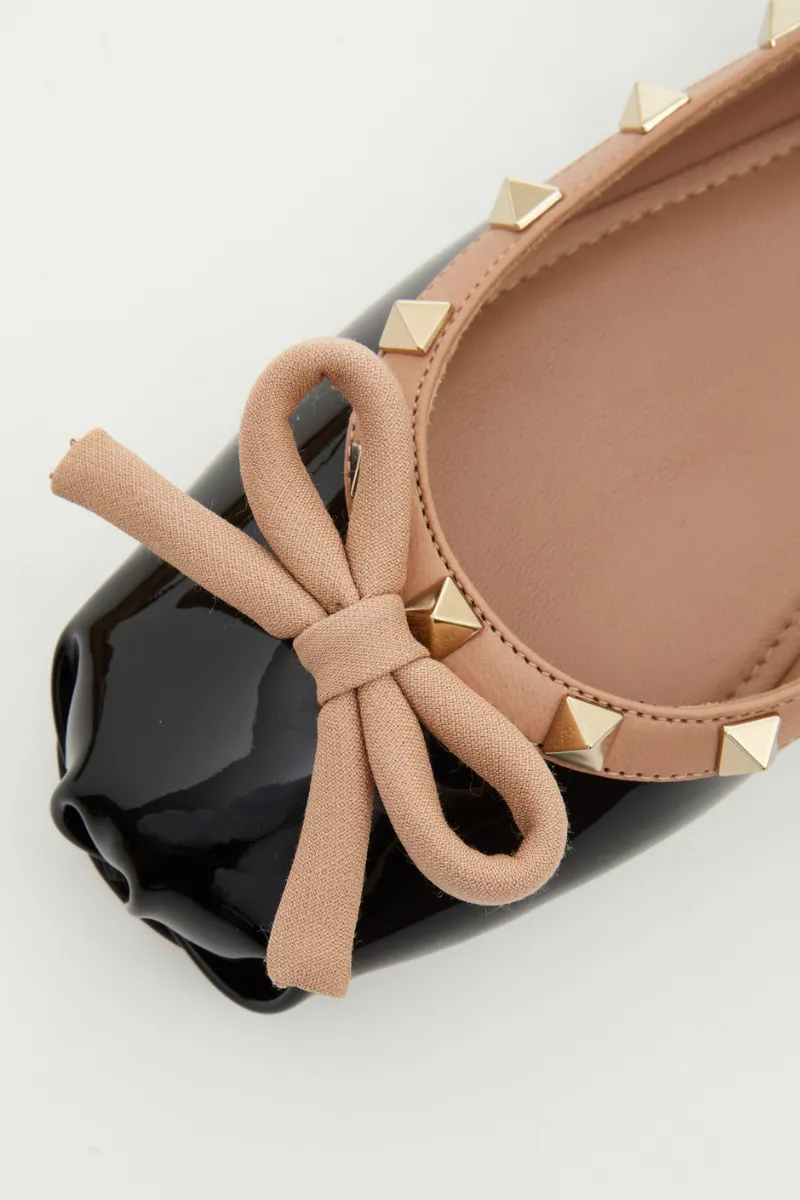 Rockstud Patent Leather Ballerina soft insole
