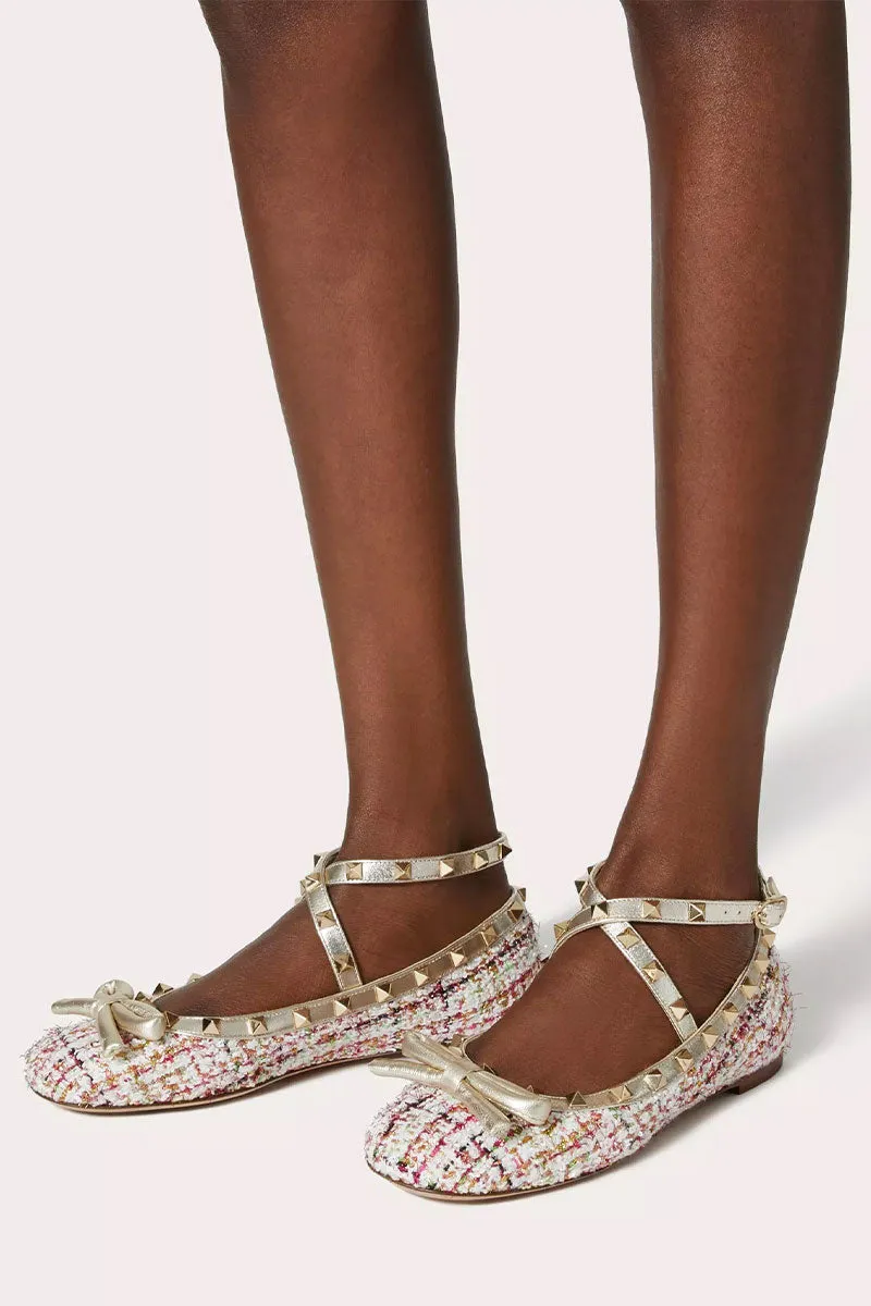 Rockstud Tweed Ballerina breathable fit
