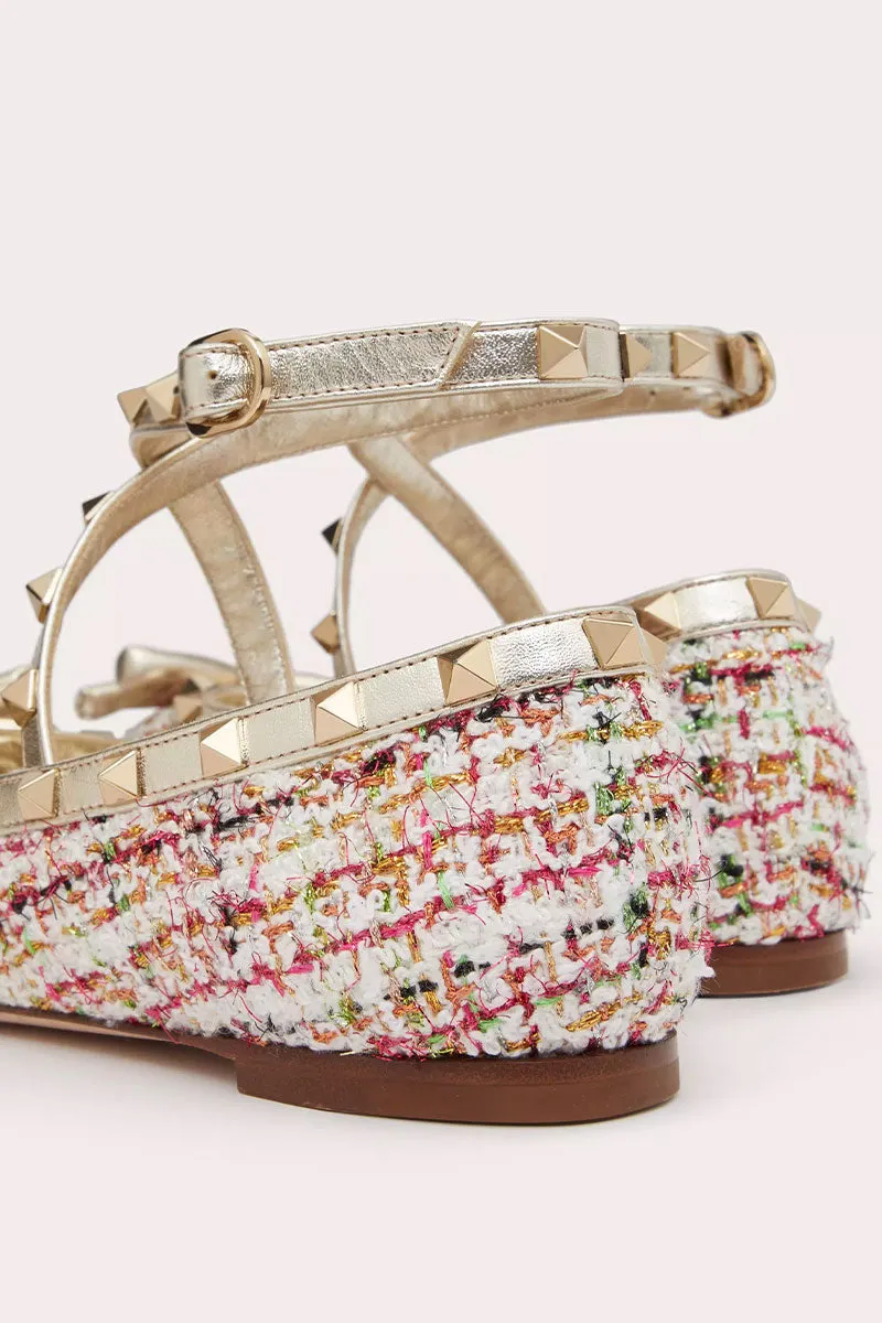 Rockstud Tweed Ballerina commute choice