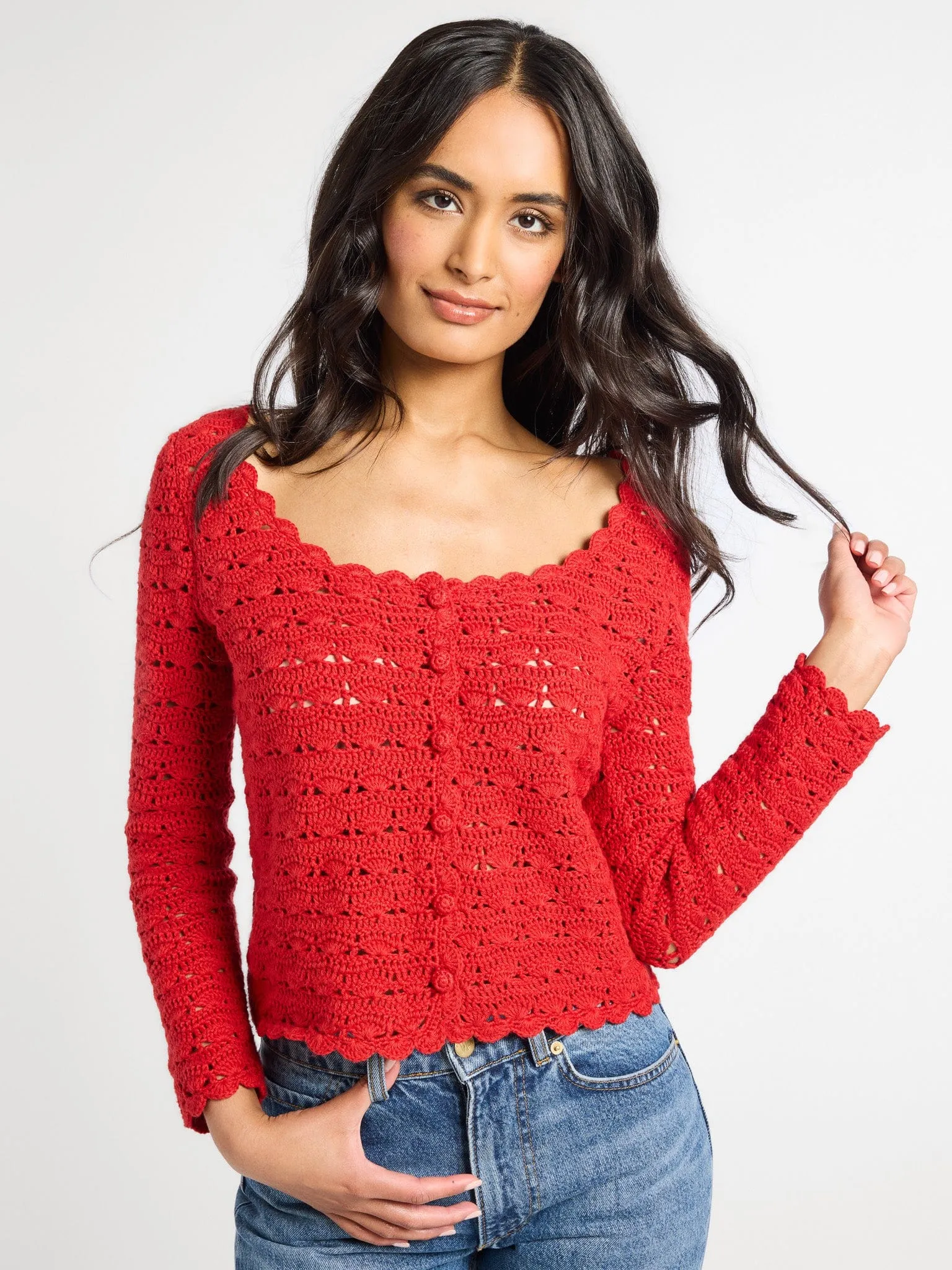 Rosie Cardigan in Cherry Layer Ready