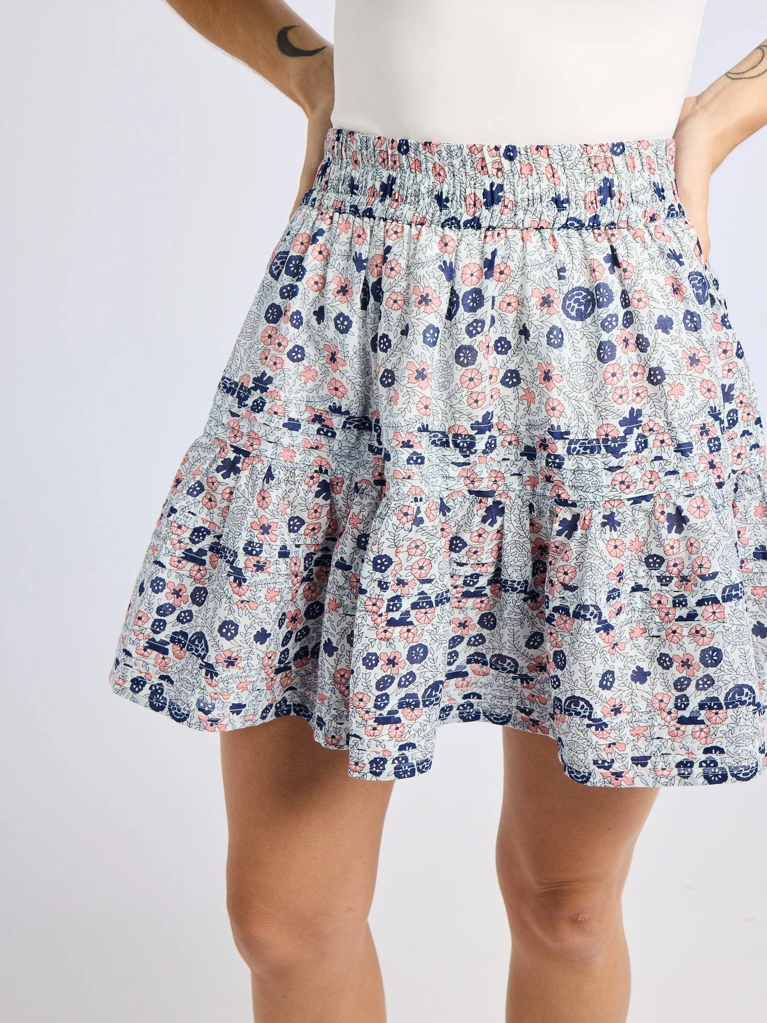 Rowan Skirt in Navy Floral sport casual