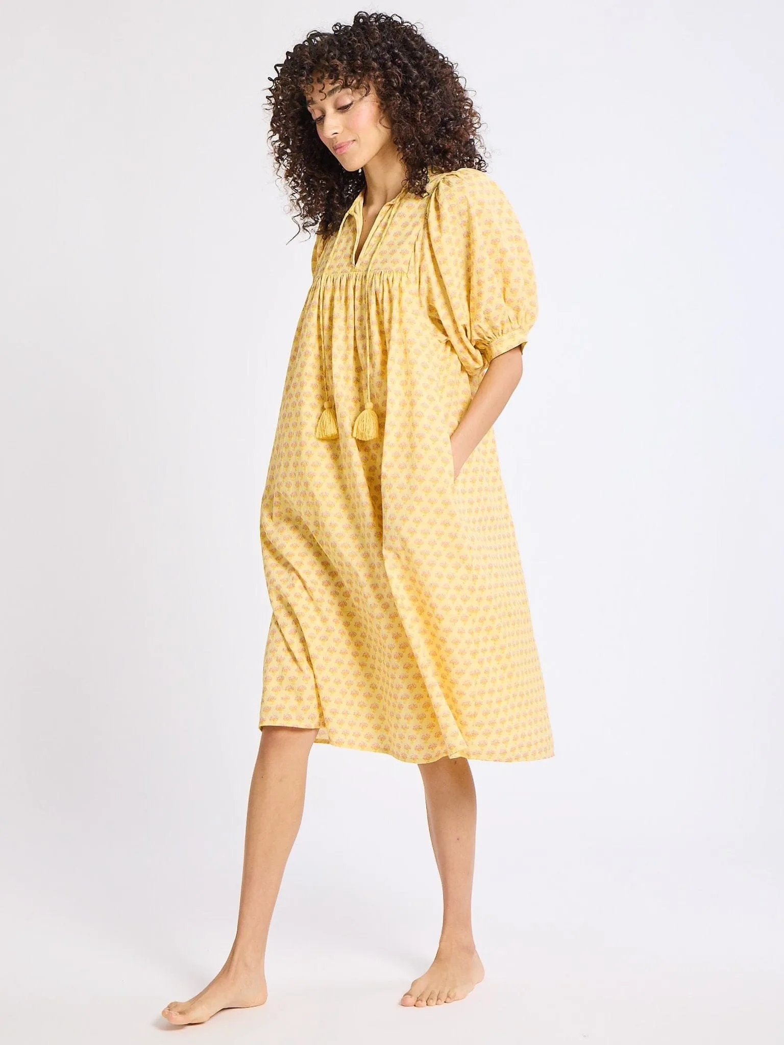 Saffron Dress in Buttercup skin grace