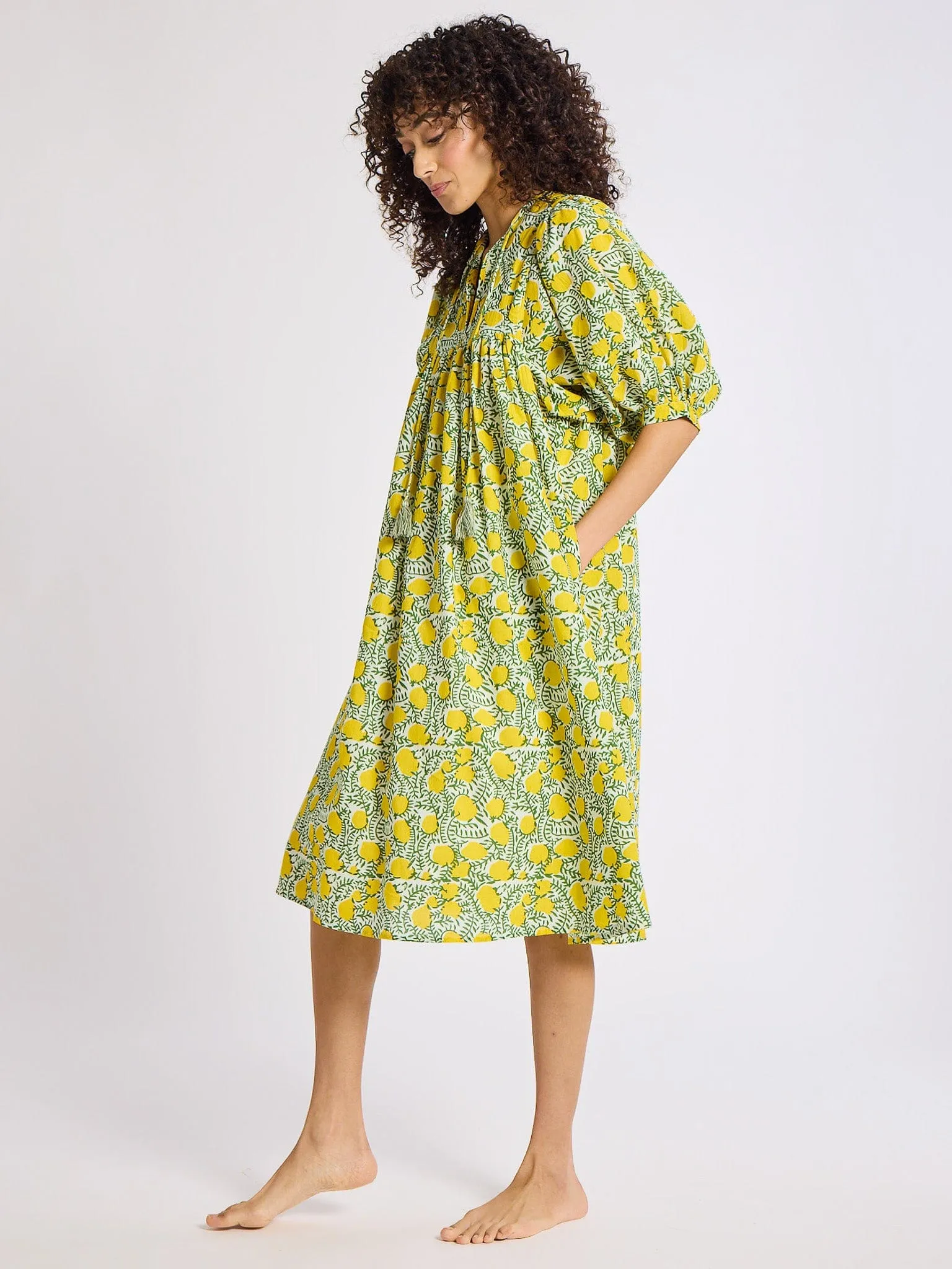 Saffron Dress in Lemons playful chic