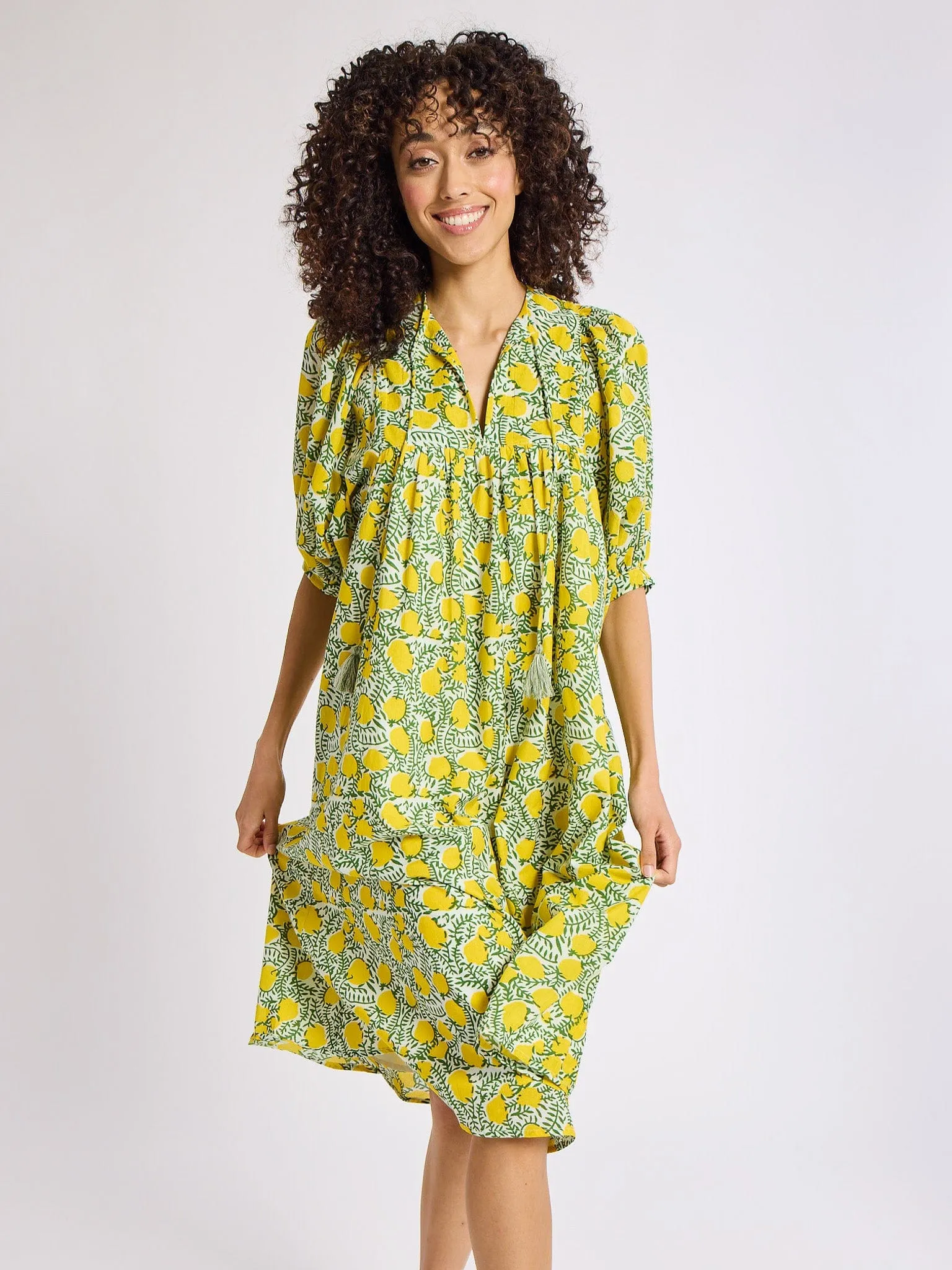 Saffron Dress in Lemons fresh tone