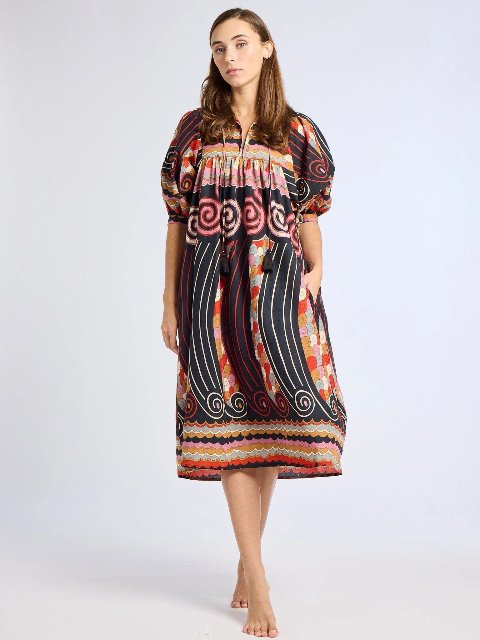 Saffron Dress in Maar Print joyful tone