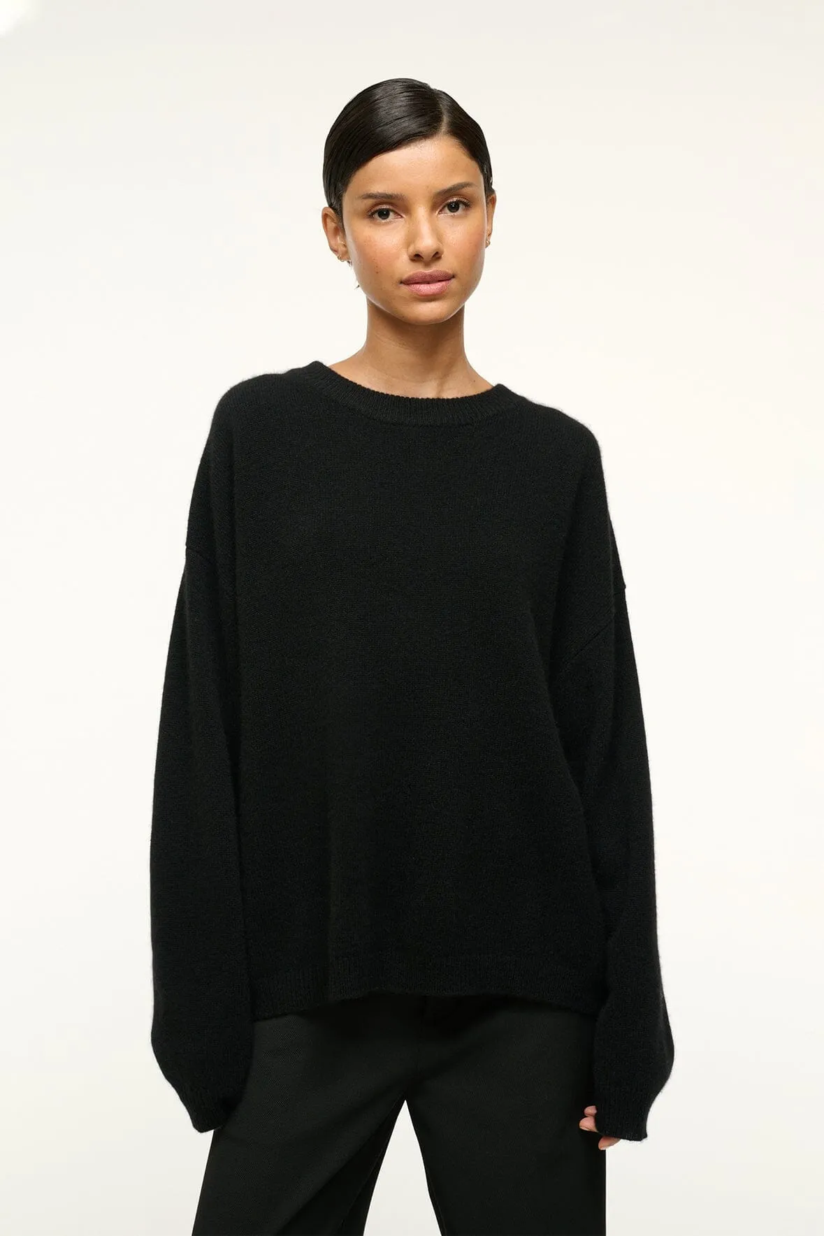 SERRANO CASHMERE RELAXED CREW | BLACK Cold Ready