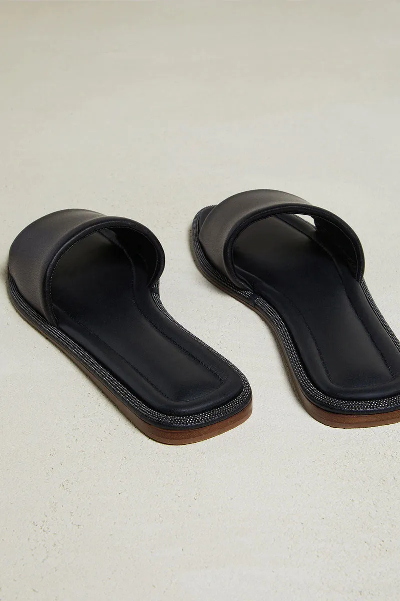 Shiny Edged Slides breathable wear