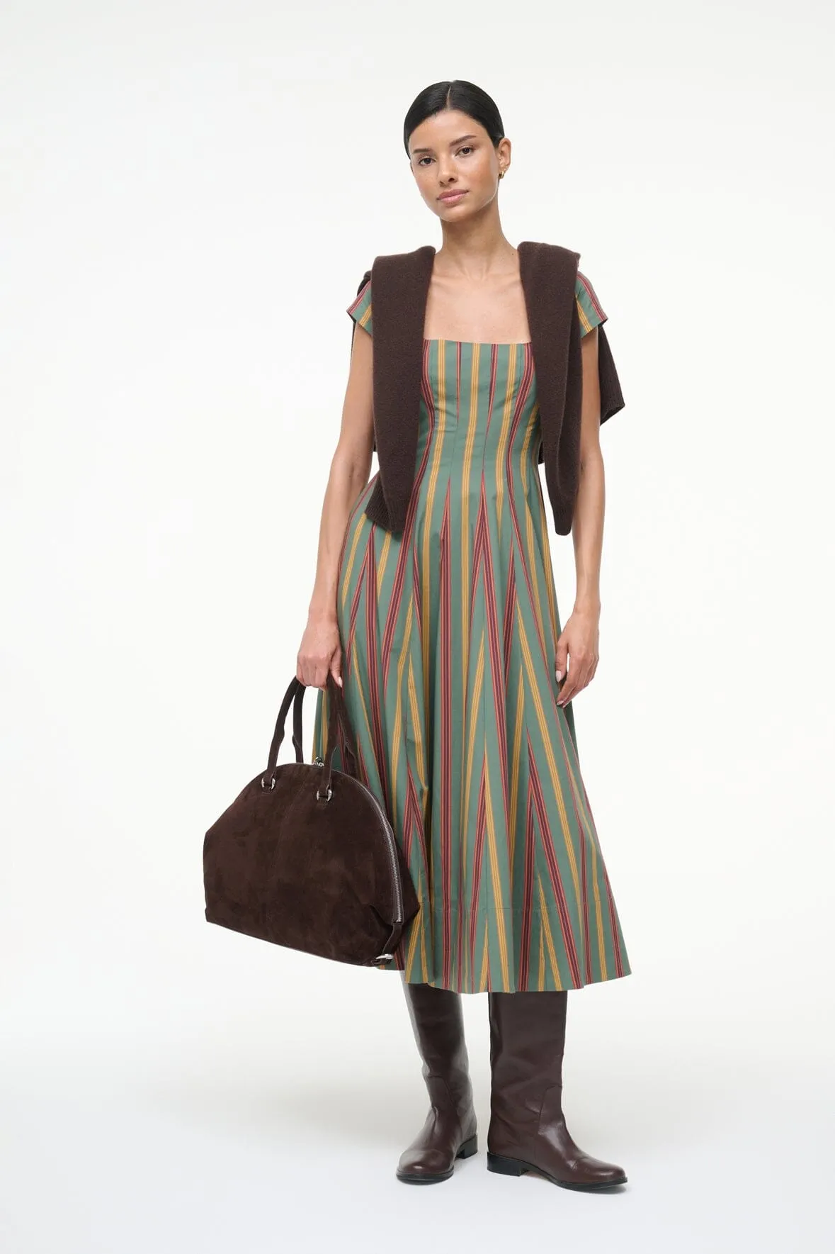 SHORT SLEEVE WELLS DRESS | TRAILBLAZER STRIPE daytime glam