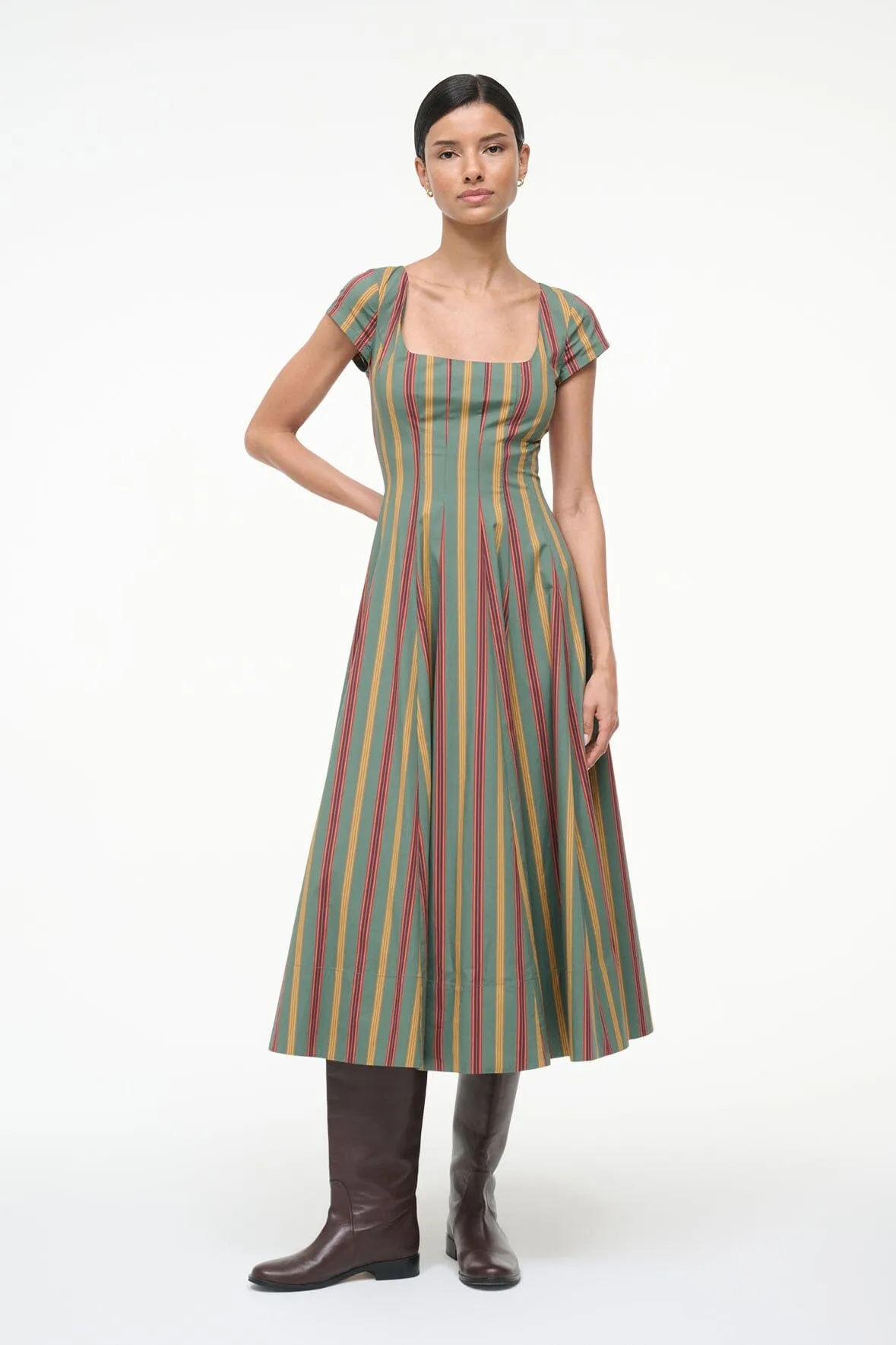 SHORT SLEEVE WELLS DRESS | TRAILBLAZER STRIPE office wear