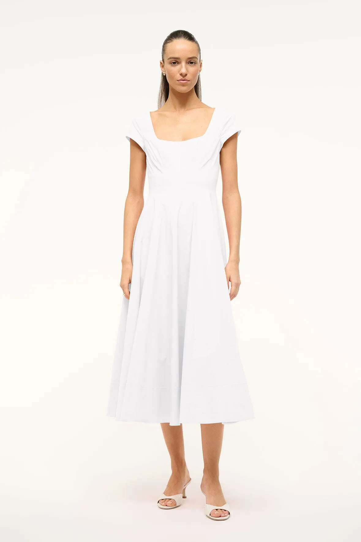 SHORT SLEEVE WELLS DRESS | WHITE fun mode