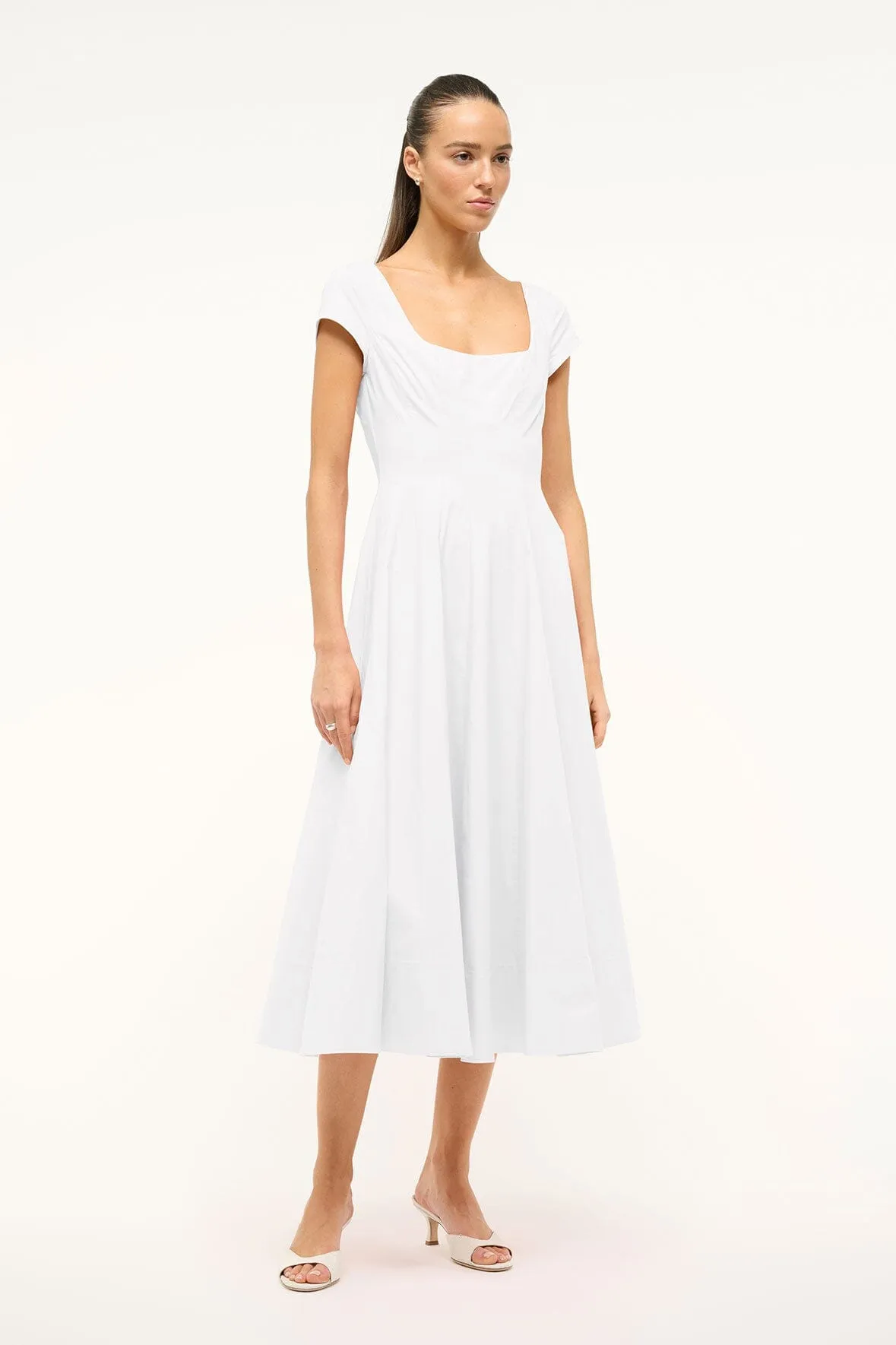 SHORT SLEEVE WELLS DRESS | WHITE serene glow