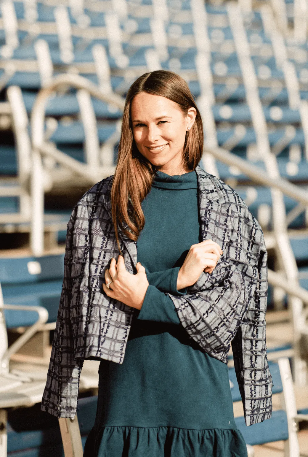 Side Zip Turtleneck Dress MINI - Navy sunset vibe