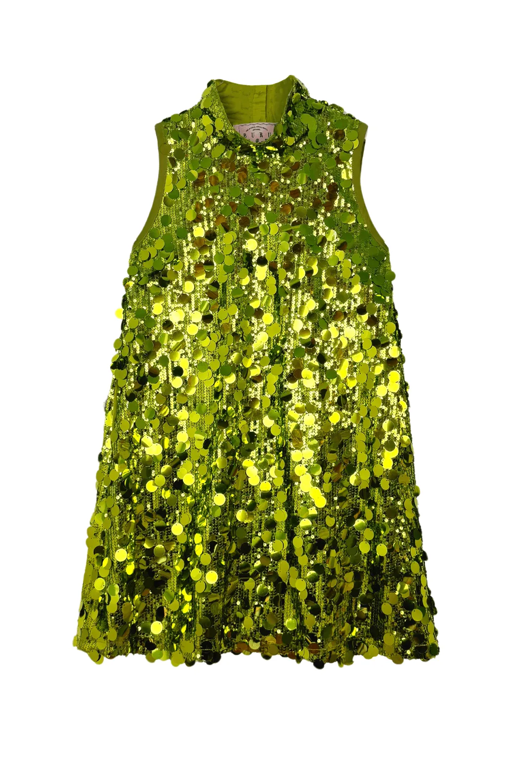 Sleeveless Mod Dress - Chartreuse Disco Sequin downtown chic