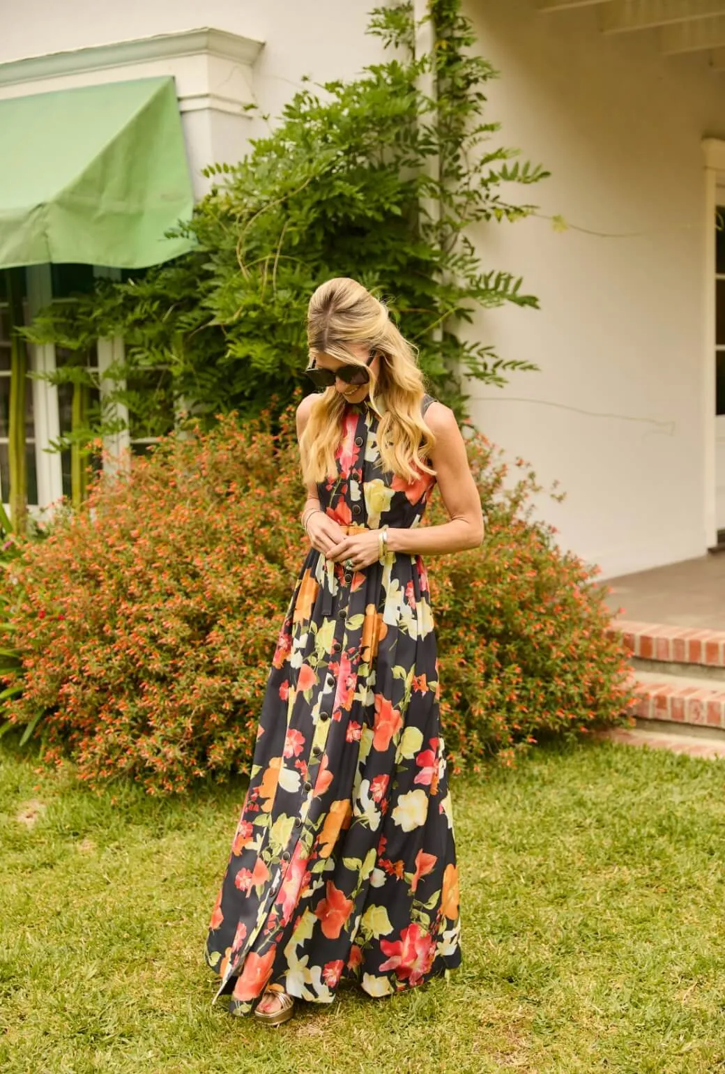 Sleeveless Shirtdress MAXI - Hibiscus picnic day
