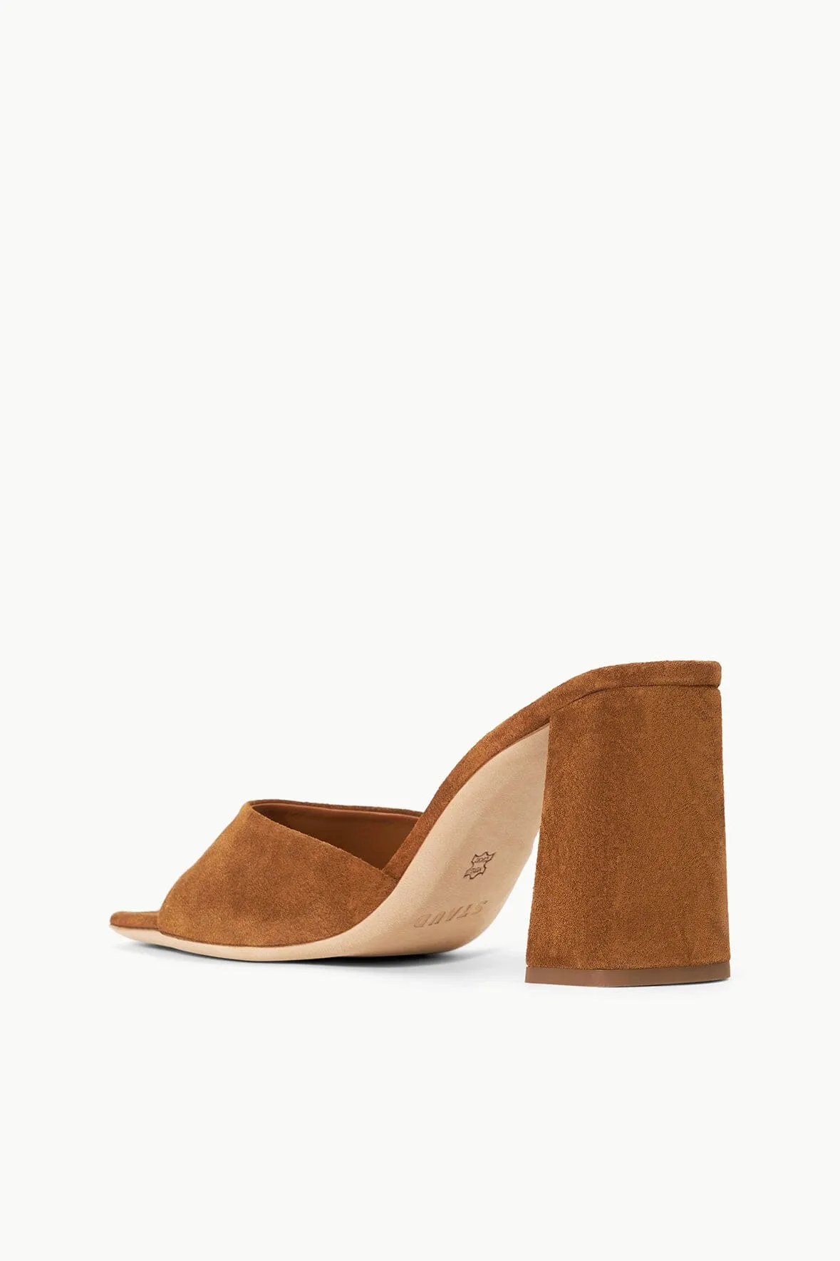 SLOANE HEEL | TAN SUEDE patent gloss
