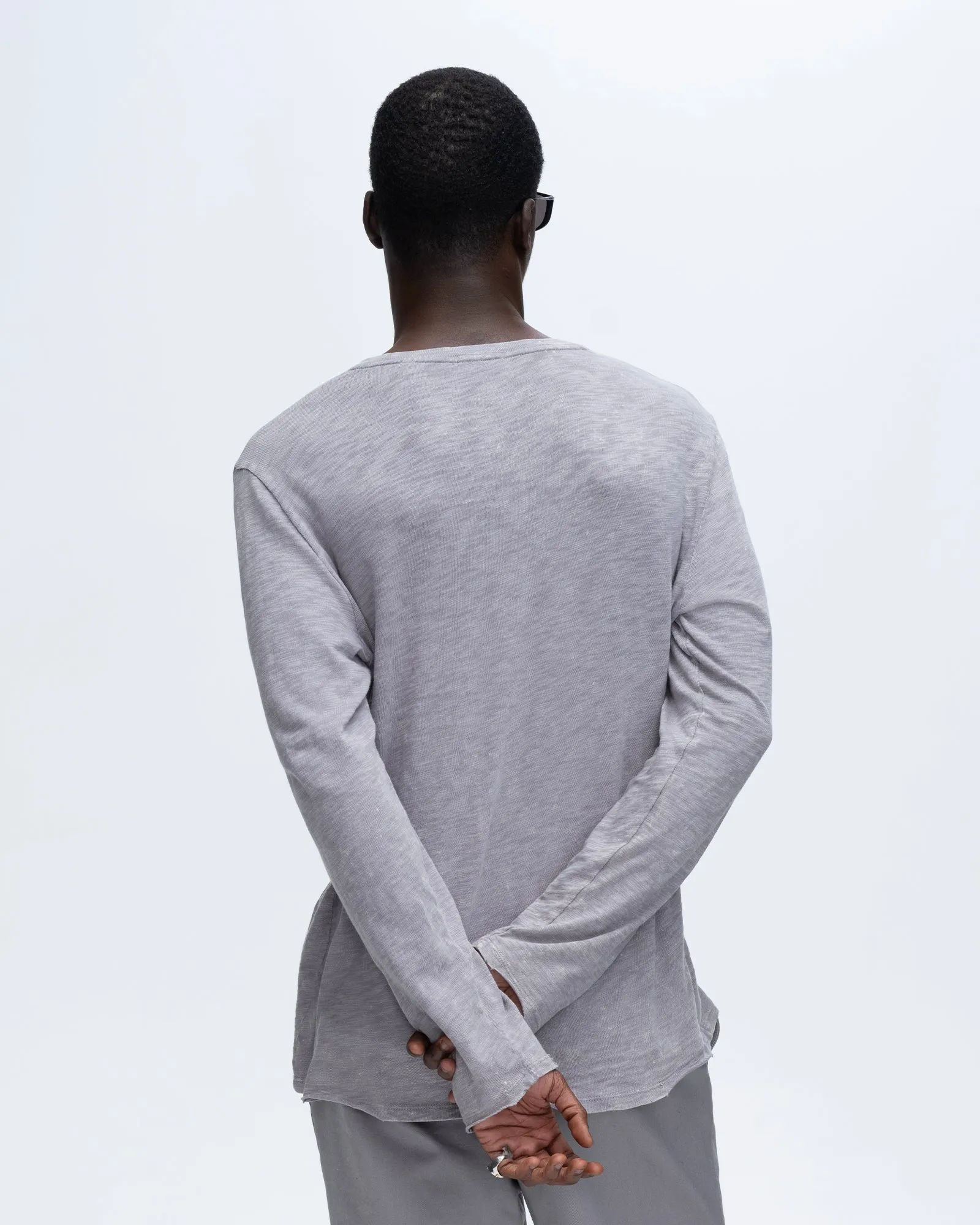 Slub Jersey Chroma Wash Long Sleeve Destroyed Wash Tee - Shark go-to pick