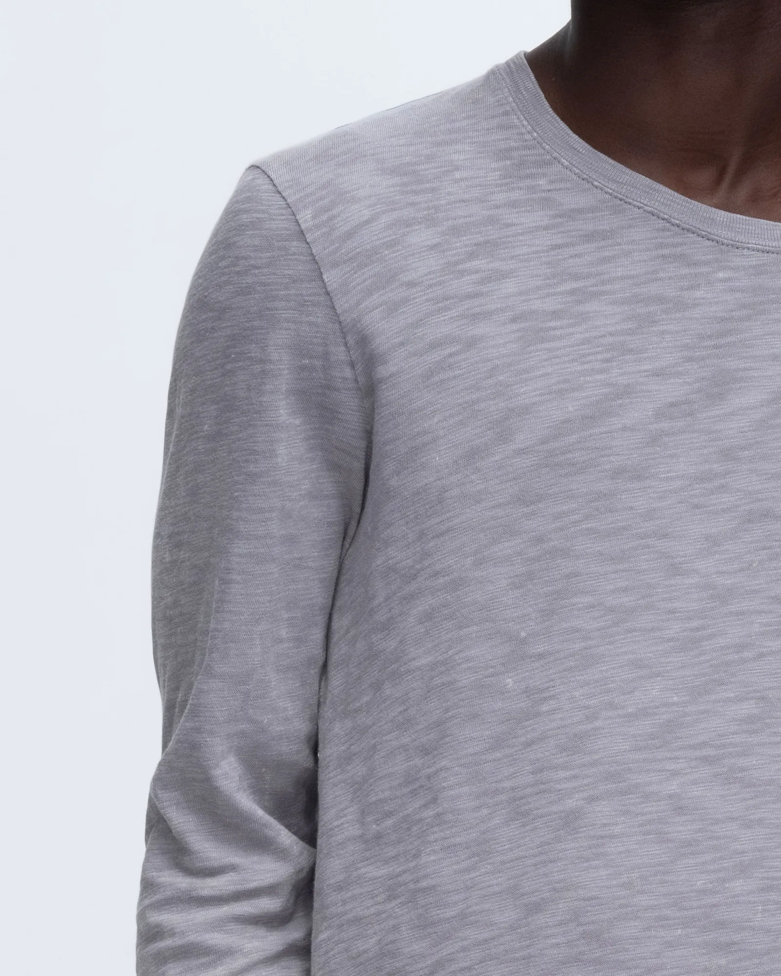 Slub Jersey Chroma Wash Long Sleeve Destroyed Wash Tee - Shark fitted form
