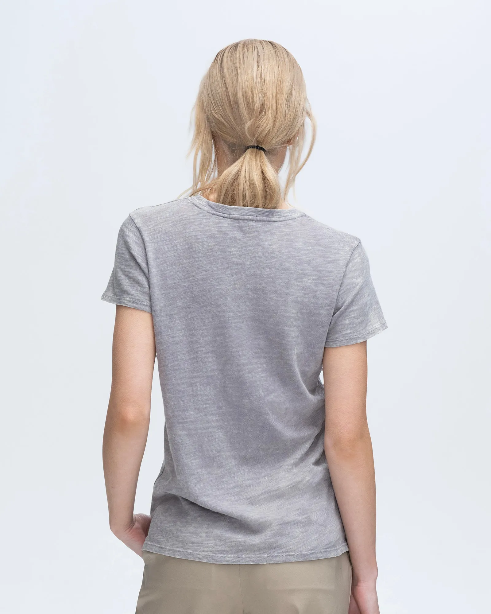 Slub Jersey Chroma Wash Schoolboy Short Sleeve Crew Neck Tee - Shark city breeze
