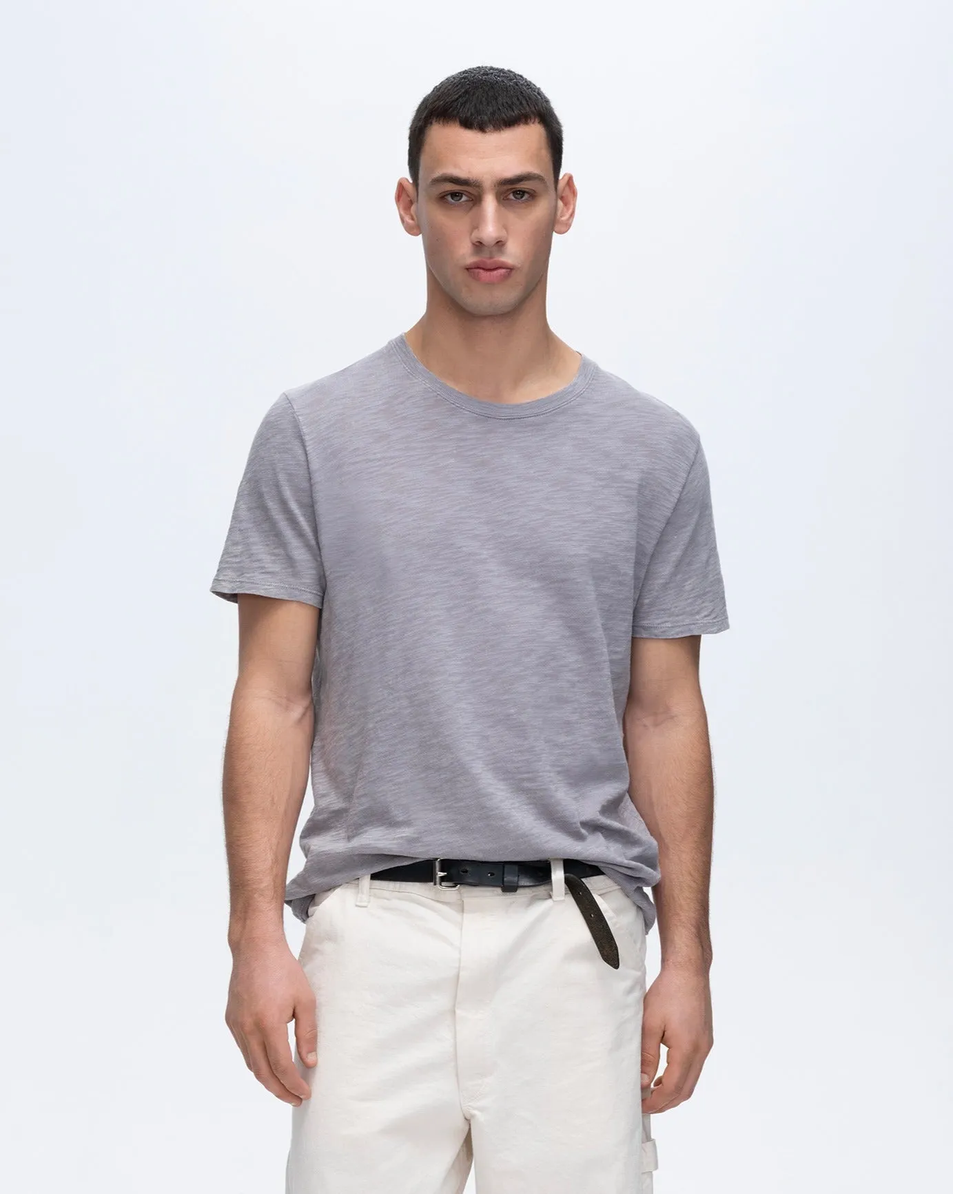 Slub Jersey Chroma Wash Short Sleeve Crew Neck Tee - Shark fashion mood