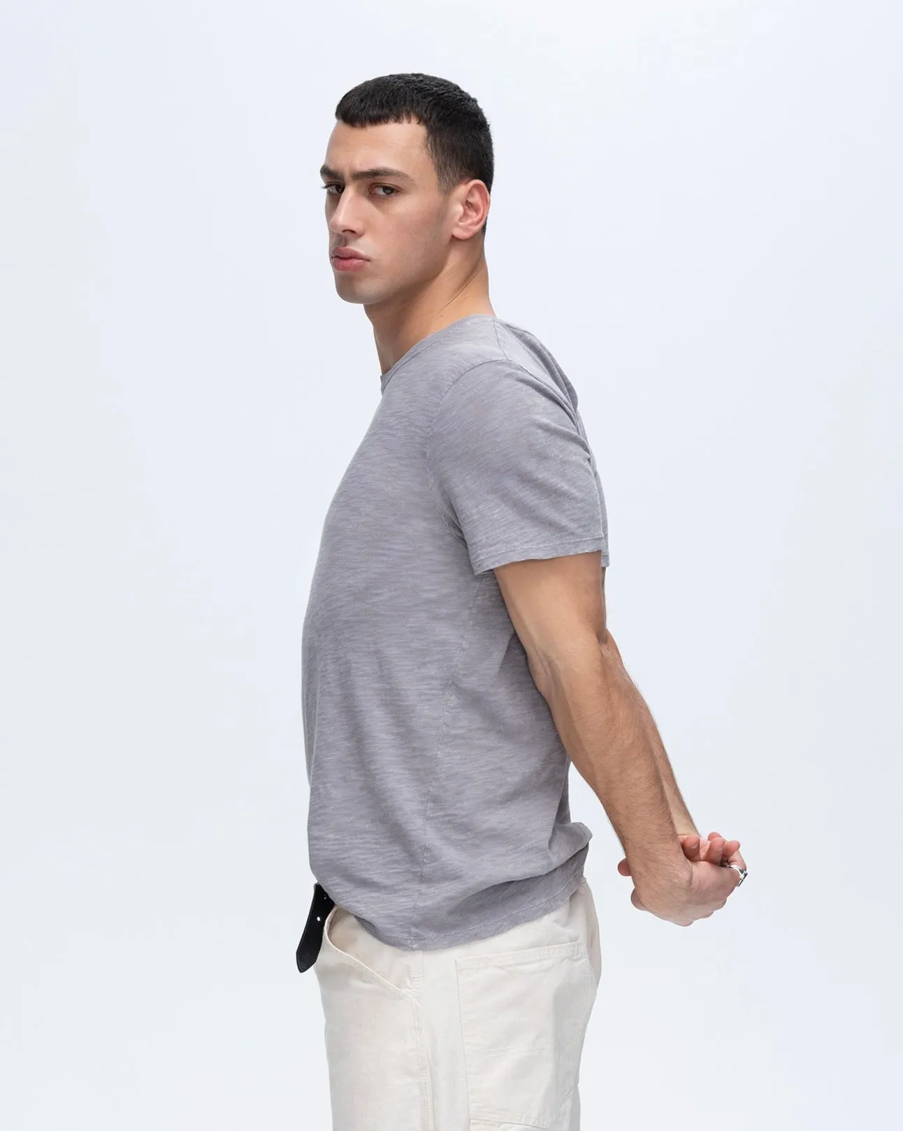 Slub Jersey Chroma Wash Short Sleeve Crew Neck Tee - Shark travel style