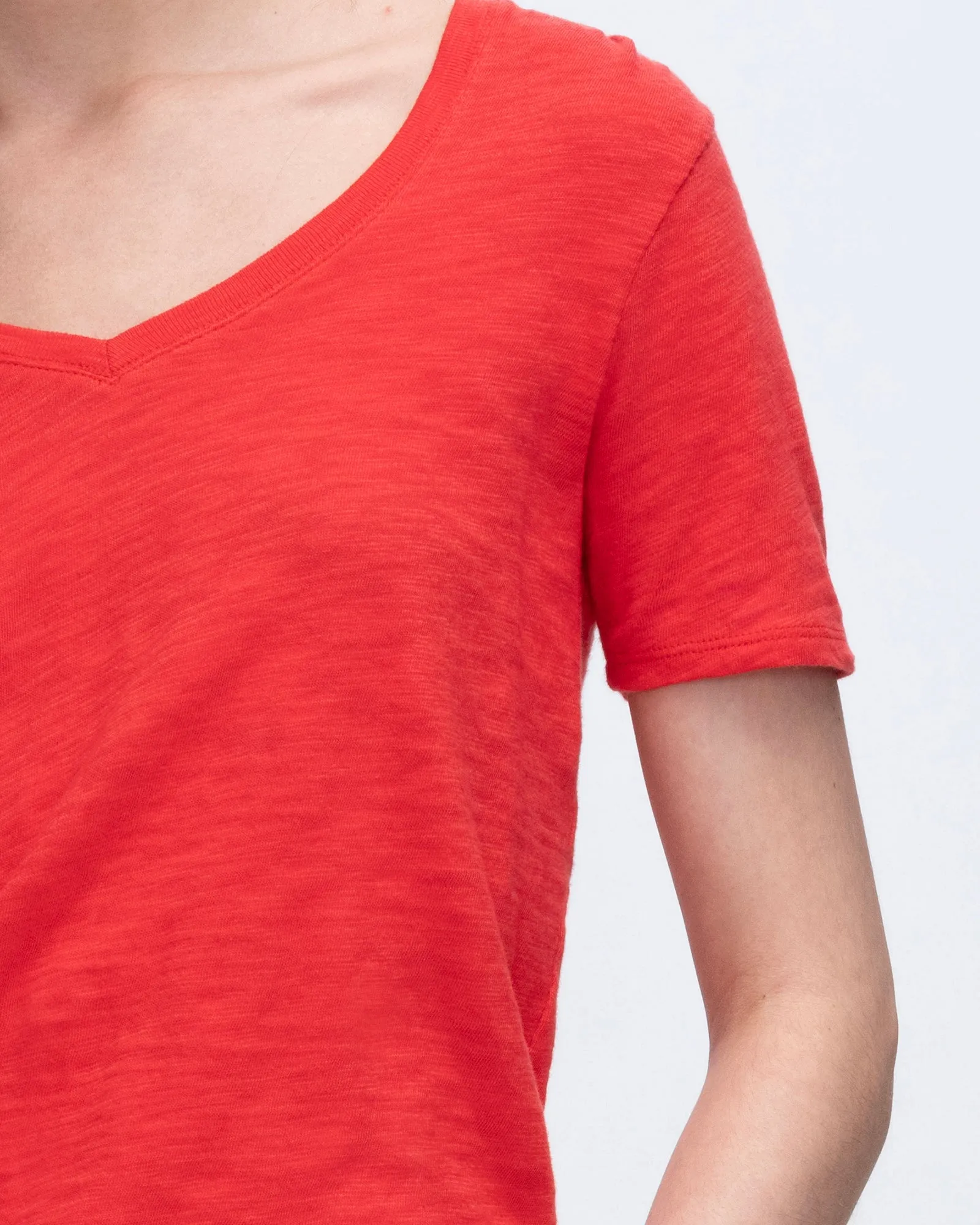 Slub Jersey Classic Short Sleeve V-Neck Tee - Cardinal Red casual mix