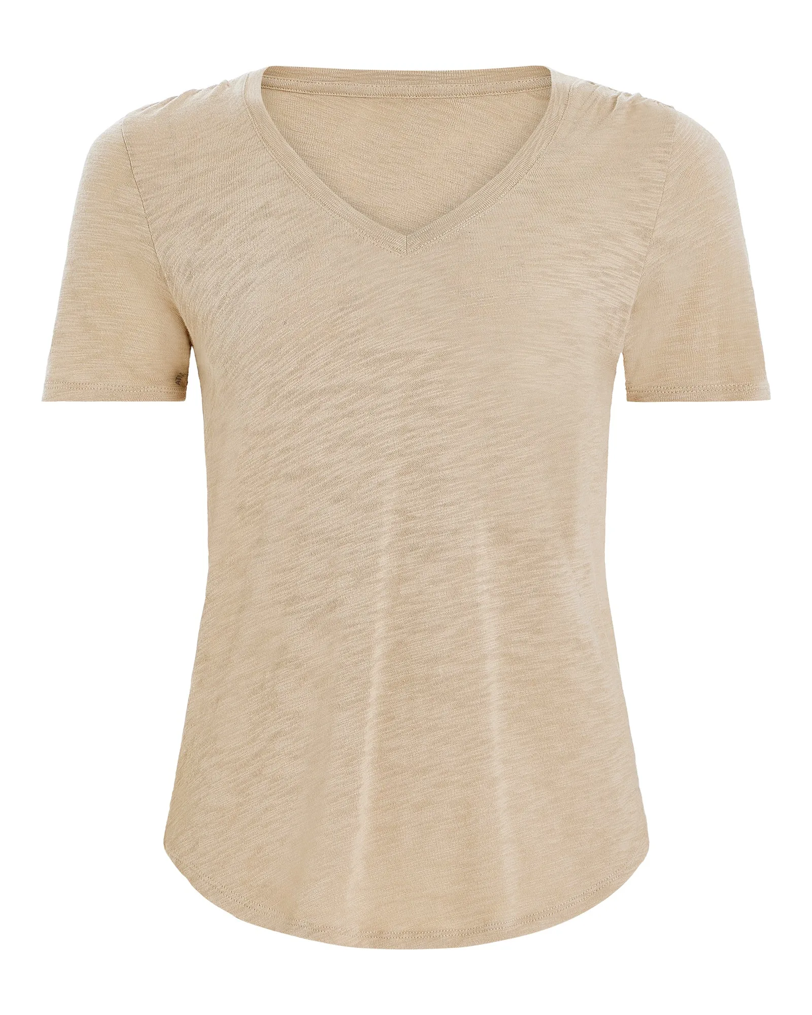 Slub Jersey Classic Short Sleeve V-Neck Tee - Dune fashion mood