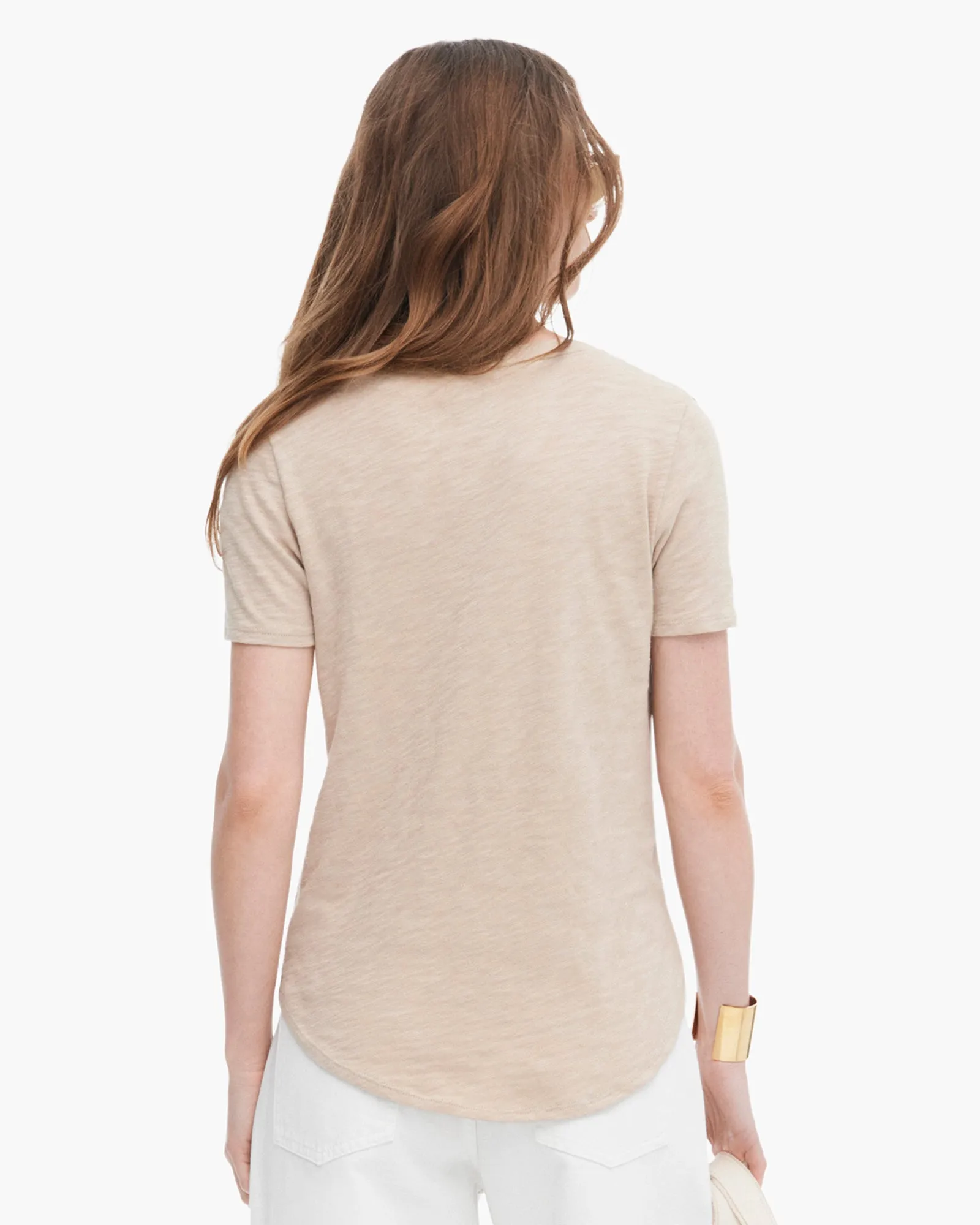 Slub Jersey Classic Short Sleeve V-Neck Tee - Dune graphic trend