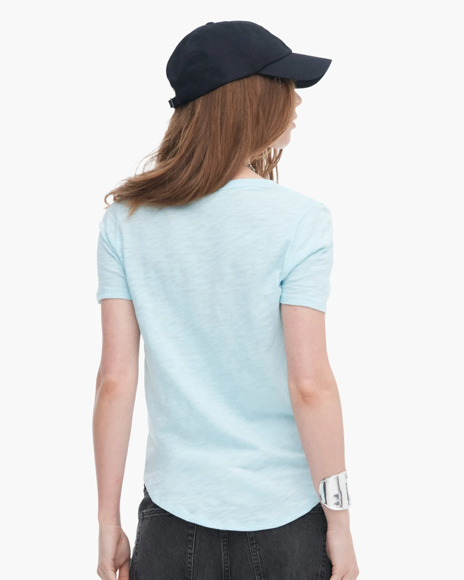 Slub Jersey Classic Short Sleeve V-Neck Tee - Ocean Blue urban look