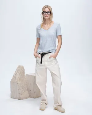 Slub Jersey Classic Short Sleeve V-Neck Tee - Powder Blue mood boost