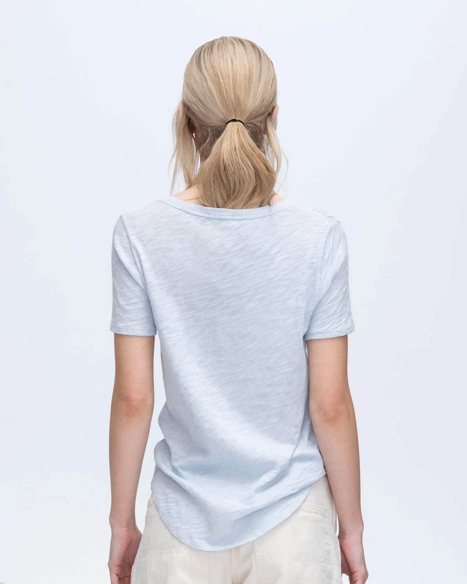Slub Jersey Classic Short Sleeve V-Neck Tee - Powder Blue casual cool