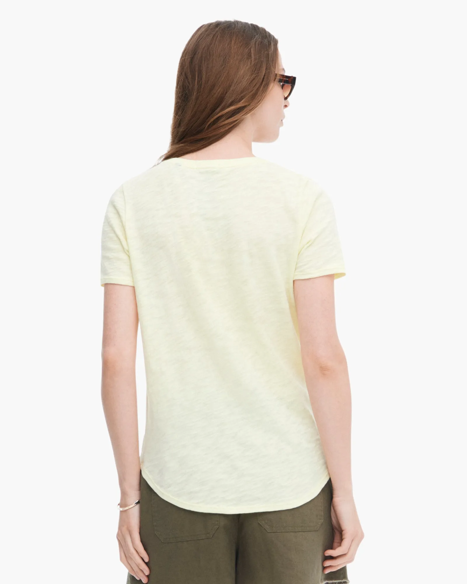 Slub Jersey Classic Short Sleeve V-Neck Tee - Tender Yellow home stretch