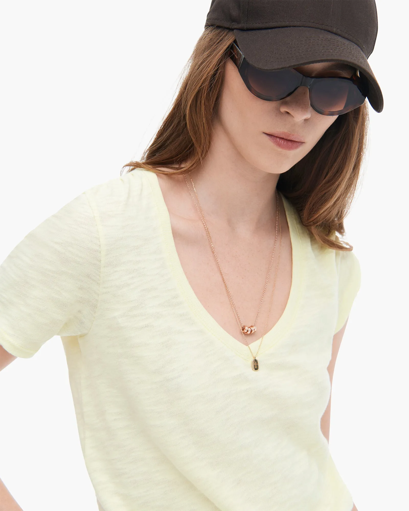 Slub Jersey Classic Short Sleeve V-Neck Tee - Tender Yellow classic touch