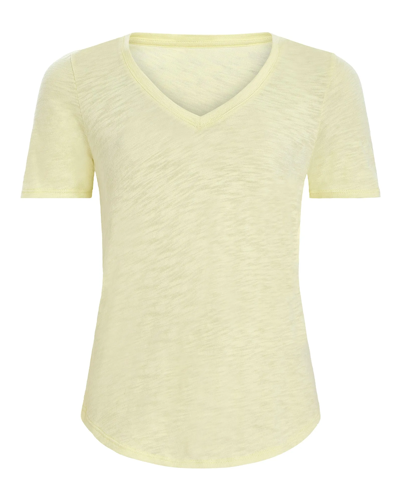 Slub Jersey Classic Short Sleeve V-Neck Tee - Tender Yellow home stretch