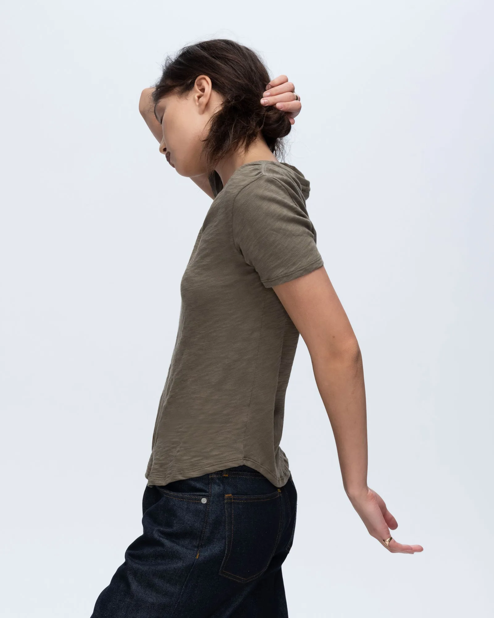 Slub Jersey Classic V-Neck Tee - Army fun layer