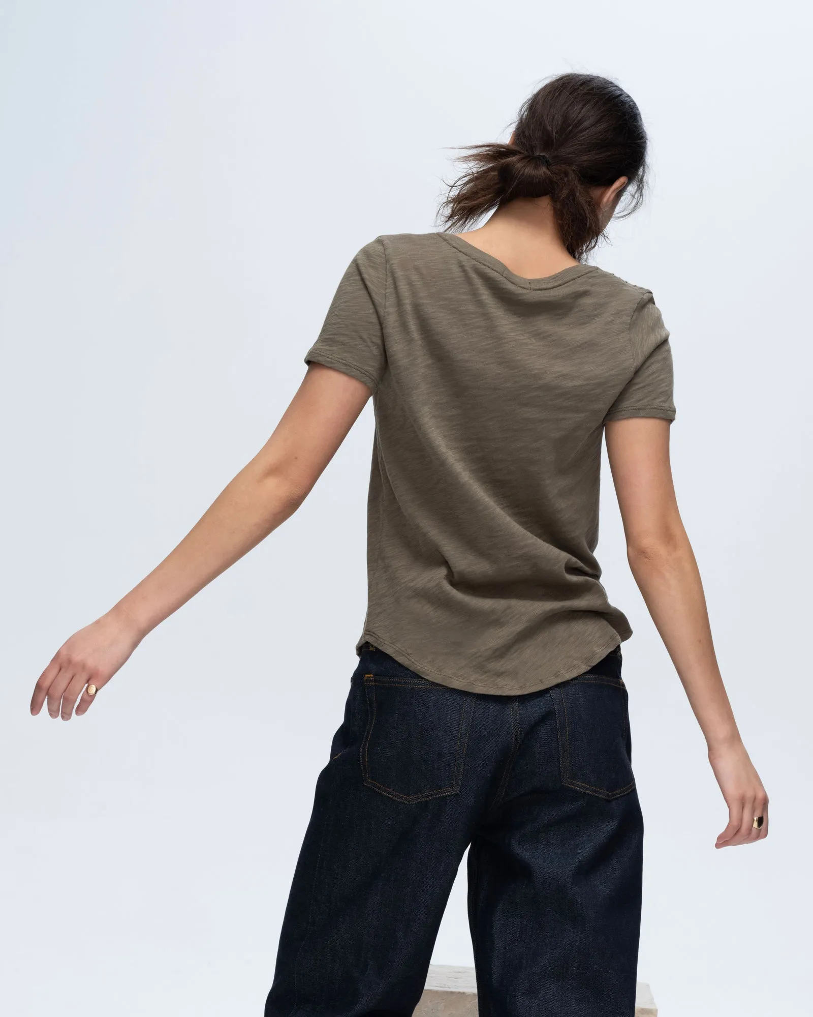 Slub Jersey Classic V-Neck Tee - Army outdoor ready