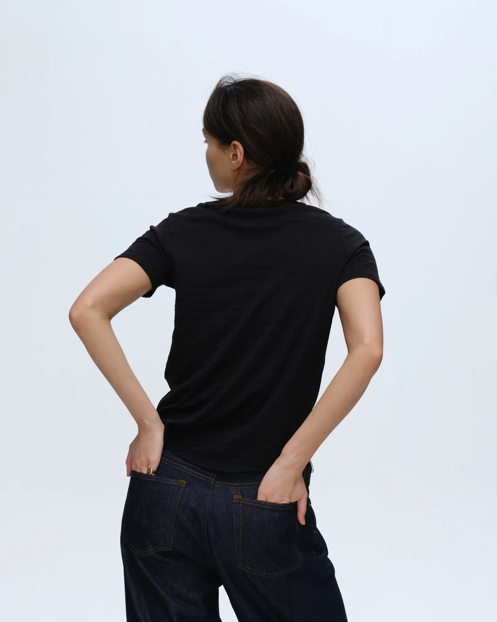 Slub Jersey Classic V-Neck Tee - Black zen style