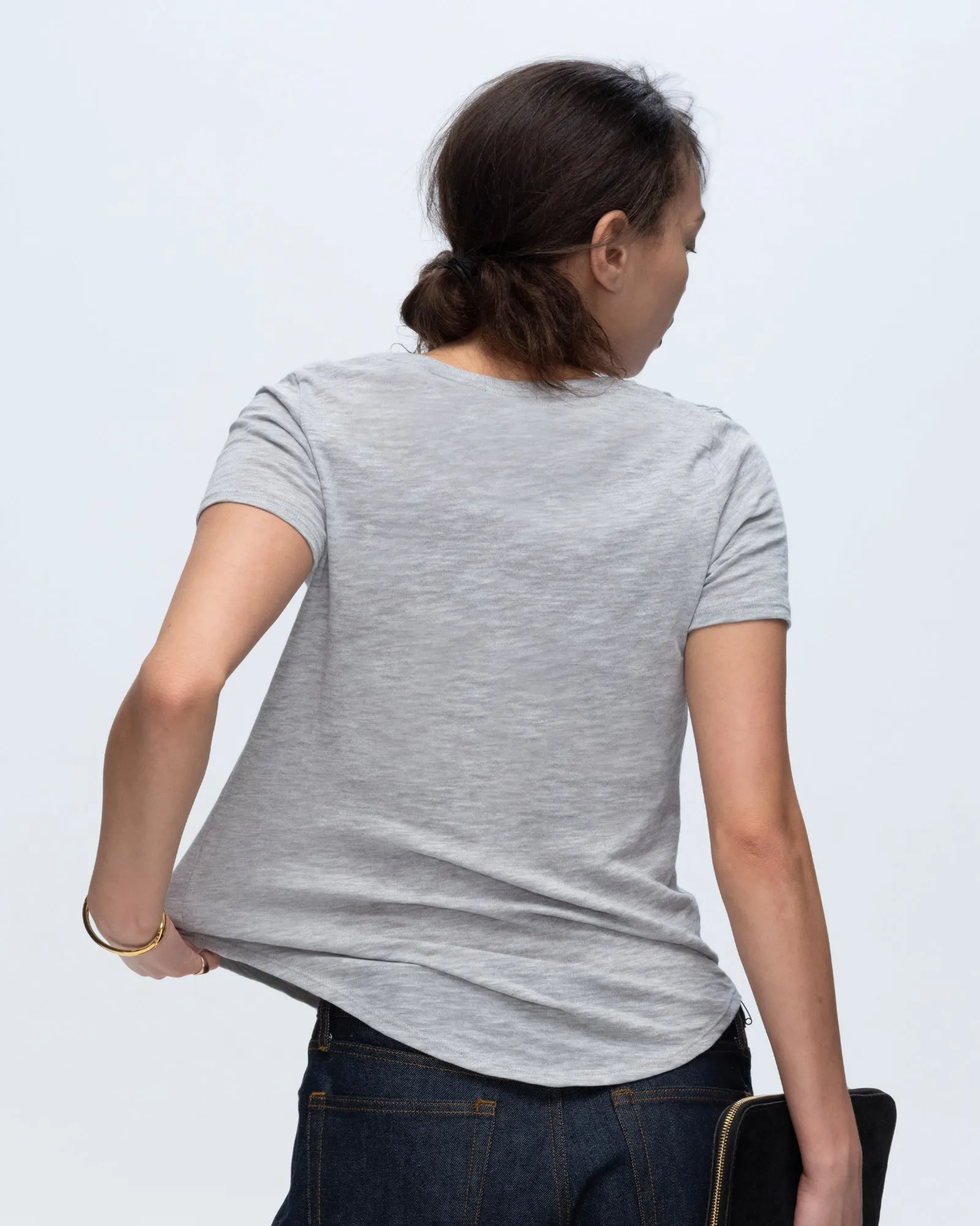 Slub Jersey Classic V-Neck Tee - Heather Grey relax style