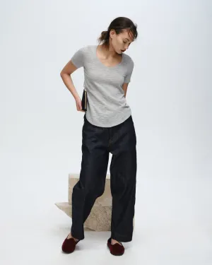 Slub Jersey Classic V-Neck Tee - Heather Grey effortless chic