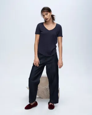 Slub Jersey Classic V-Neck Tee - Midnight laidback mood