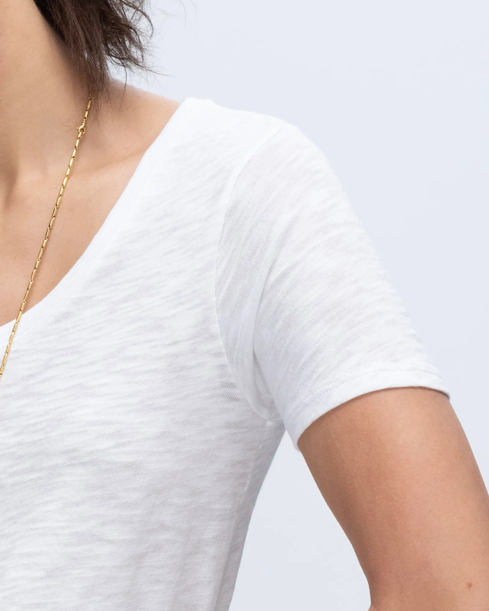Slub Jersey Classic V-Neck Tee - White trendy outfit