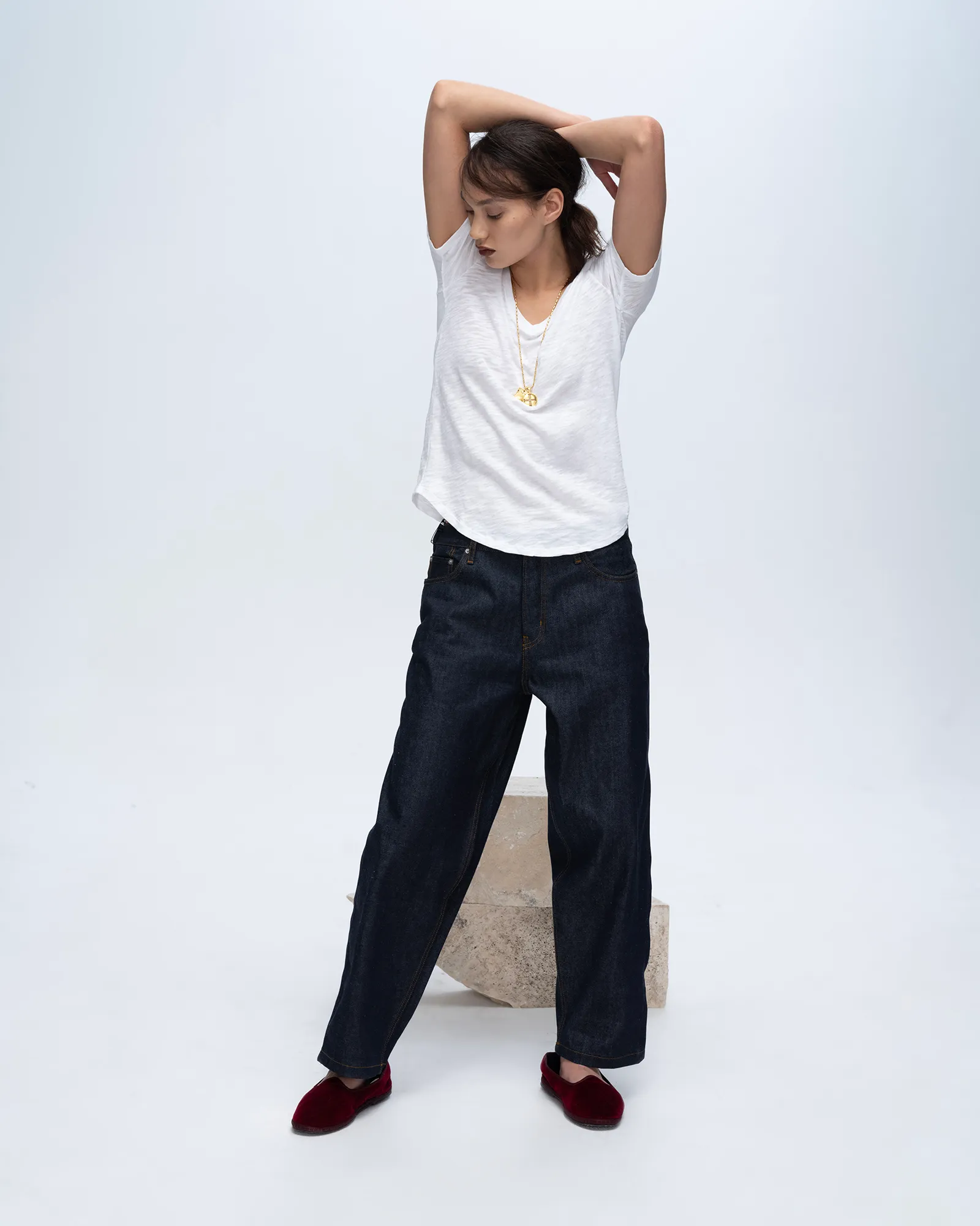 Slub Jersey Classic V-Neck Tee - White street dream